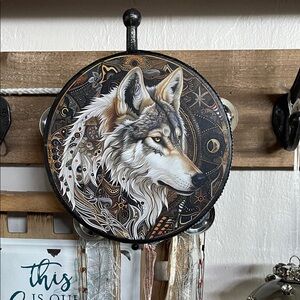 Wolf Design Wall Art Decor Tambourine